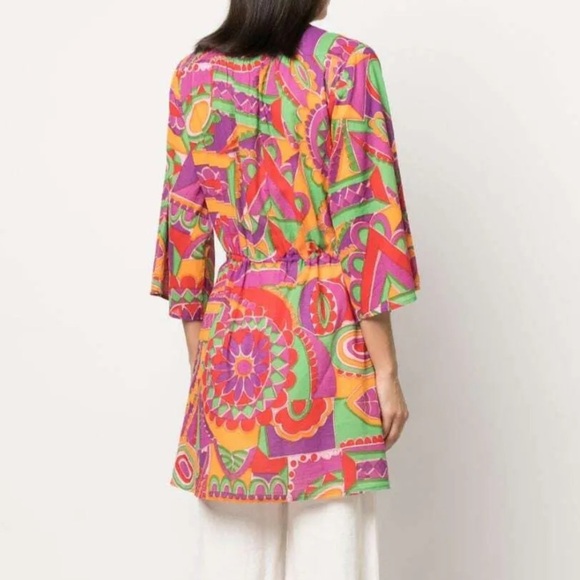 ba&sh Dean Graphic-Print Kimono Blouse Coverup Size 1 / US Small - Picture 4 of 9